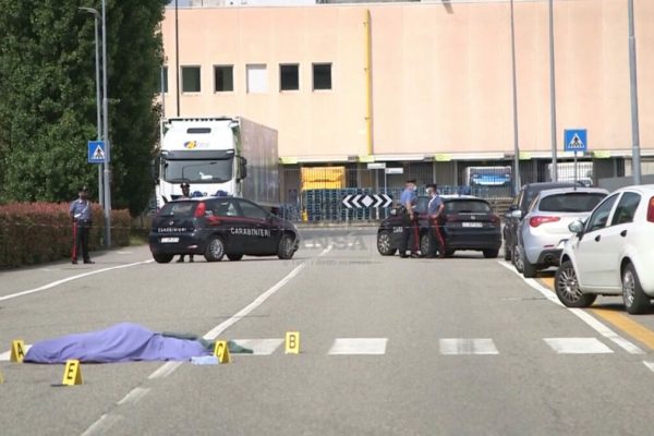 A frame from a video by Alanews shows the body of Adil Belakhdim, 37,  was hit by a truck during the ongoing national strike at Lidl  in Biandrate, Novara district, Italy, 18 June 2021. A trade union official was run over and killed by a truck during a strike in Italy Friday, with the union saying the driver had forced a barrier after a quarrel. Adil Belakhdim, 37, was the coordinator of the local S.I. Cobas union and had been protesting with others in the small town of Biandrate in the northwestern Piedmont region.
ANSA/Alanews Luca Perillo