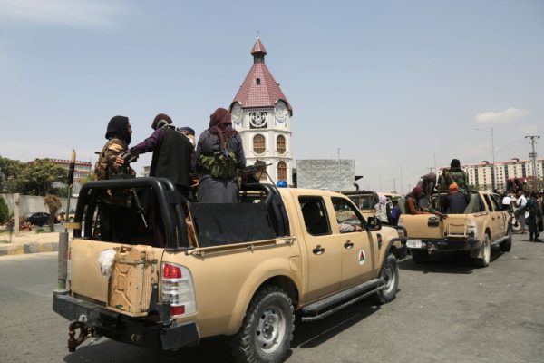 (210817) -- KABUL, Aug. 17, 2021 (Xinhua) -- Taliban fighters are seen in Kabul, capital of Afghanistan,  Aug. 17, 2021. Normality has returned to Kabul, capital of Afghanistan as the Taliban on Tuesday urged the government employees to return to work, two days after the group took control of the capital. 
   Declaring a general amnesty, the Taliban urged all to start routine life with confidence.
   It also urged women to join its government.
   Taliban spokesman Zabihullah Mujahid tweeted that the situation in Kabul was completely under control and law and order returned to the city. (Str/Xinhua)