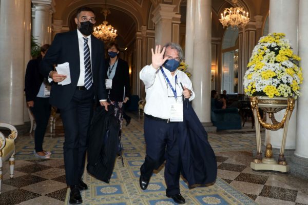 Italian Minister for Public Administration Renato Brunetta arrives to  Ambrosetti Forum Intelligence on the world, Europe, and Italy in Villa dEste Cernobbio on Como lake, 3 September 2021.  
ANSA / MATTEO BAZZI