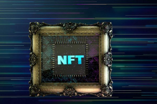 Nft,Non,Fungible,Tokenscrypto,Art,On,Colorful,Abstract,Background.,Pay