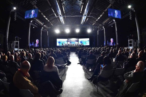 Un momento della convention  'Infrastrutture per lo sviluppo. Tav, l'Italia in Europa'  presso OGR, Torino, 3 dicembre 2018 ANSA/ ALESSANDRO DI MARCO