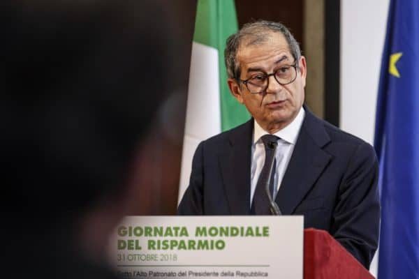 Il ministro dell'Economia Giovanni Tria durante la 94/ma Giornata mondiale del risparmio, Roma, 31 ottobre 2018. ANSA/GIUSEPPE LAMI