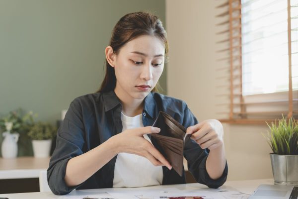 Stressed,,Problem,People,Asian,Woman,,Girl,Holding,And,Open,An