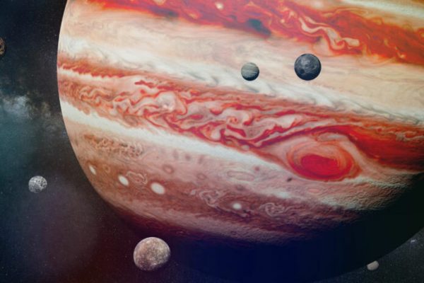 Planet,Jupiter,With,Some,Of,The,69,Known,Moons,With