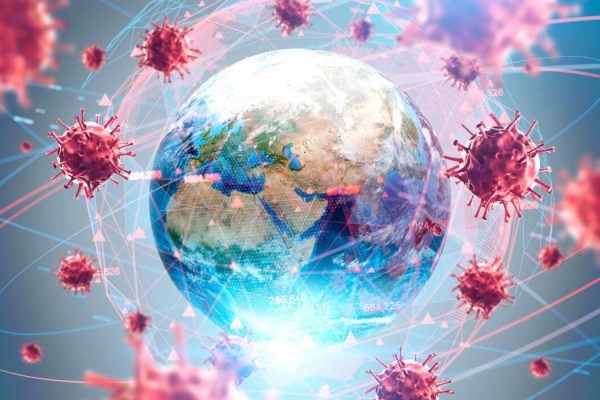 Coronavirus,Flu,Ncov,Over,Earth,Background,And,Its,Blurry,Hologram.