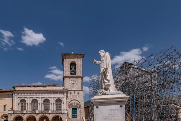 The,Statue,Of,Saint,Benedict,In,The,Homonymous,Square,In