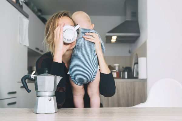 Modern,Young,Tired,Mom,And,Little,Child,After,Sleepless,Night.