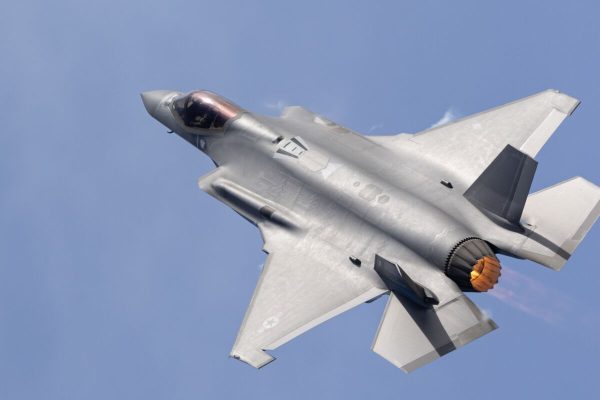 Close,Top,View,Of,A,F-35c,Lightning,Ii,With,Afterburner