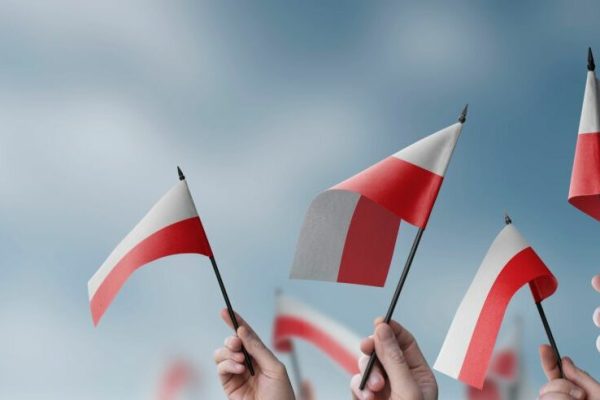 A,Group,Of,People,Holding,Small,Flags,Of,The,Poland