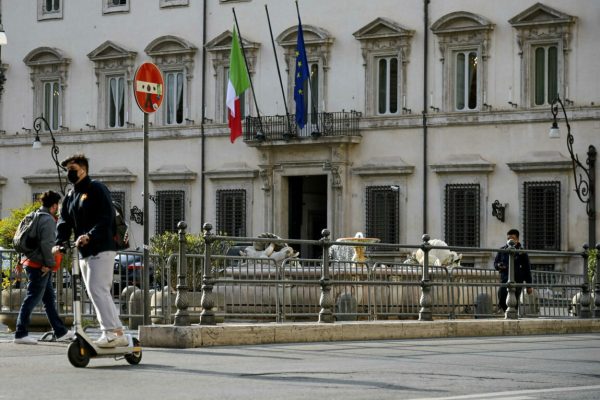 UnÕimmagine di Palazzo Chigi durante gli incontri del premier Mario Draghi con i partiti sul Recovery Plan e il DL Sostegni, Roma, 16 aprile 2021. ANSA/RICCARDO ANTIMIANI