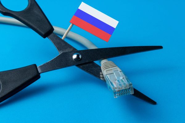 Turning,Off,The,Internet,,The,Flag,Of,Russia,,Cutting,The