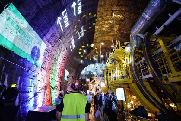 Presentazione dello scavo del versante Francese a Saint Martin La Porte del tunnel Ferroviario Lyon-Turin, Torino, 21 Luglio 2016 ANSA/ ALESSANDRO DI MARCO