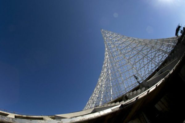 Una veduta del cantiere delle Vele di Calatrava nel quartiere Tor Vergata Roma, aperte alla stampa in occasione del convegno "Opere incompiute: quale futuro?", 13 gennaio 2014. ANSA/CLAUDIO PERI