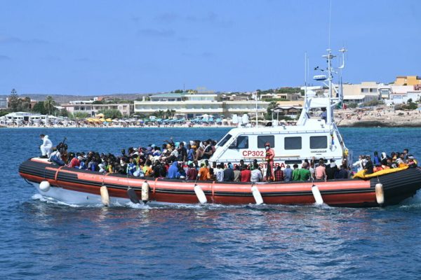 Some migrants are taken in dinghies to be boarded on the Galaxy ferry which will head towards Porto Empedocle in  island of Lampedusa, southern Italy, 15 September 2023.
A record number of migrants and refugees have arrived on the Italian island of Lampedusa in recent days. Lampedusa's city council declared a state of emergency on 13 September evening after a 48-hour continuous influx of migrants. In the morning of September 14, nearly 7,000 migrants were on the island. 
ANSA/CIRO FUSCO