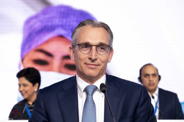 epa10617621 Royal Philips CEO Roy Jakobs before the start of the annual shareholders meeting of Philips in Amsterdam, the Netherlands, 09 May 2023.  EPA/EVERT ELZINGA