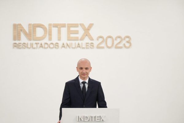 March 13, 2024, Pontevedra (Galicia, Spain: Inditex CEO Ã“scar GarcÃ­a Maceiras during the presentation of Inditex's fiscal 2023 results, on March 13, 2024, in Pontevedra, Galicia (Spain). Inditex reported a record net profit of 5,381 million euros in its fiscal year 2023-2024 (from February 1, 2023 to January 31, 2024), the second of Marta Ortega at the head of the presidency, which represents an increase of 30.3% over the previous year, as reported by the company, which will raise the dividend by 28% to 1.54 euros per share. Sales were also record at 35,947 million euros, up 10.4% over 2022, with an increase of 14.1% at constant exchange rates...13 MARCH 2024..Gustavo de la Paz / Europa Press..03/13/2024 (Credit Image: © Gustavo De La Paz/Contacto via ZUMA Press)