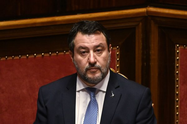 Il ministro delle Infrastrutture e dei Trasporti, Matteo Salvini, durante il question time in Senato, Roma, 15 febbraio 2024. ANSA/RICCARDO ANTIMIANI